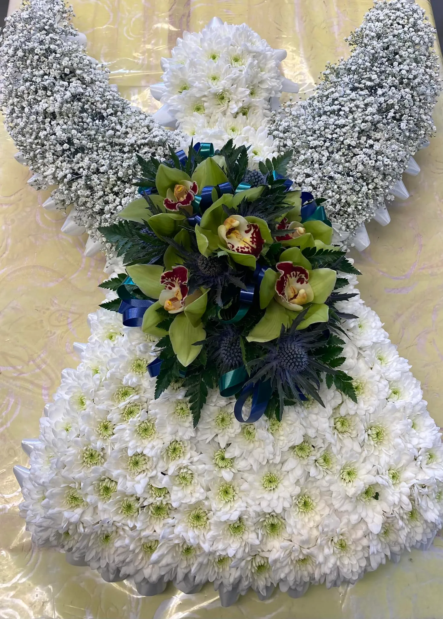 A bouquet of flowers on top of a table.